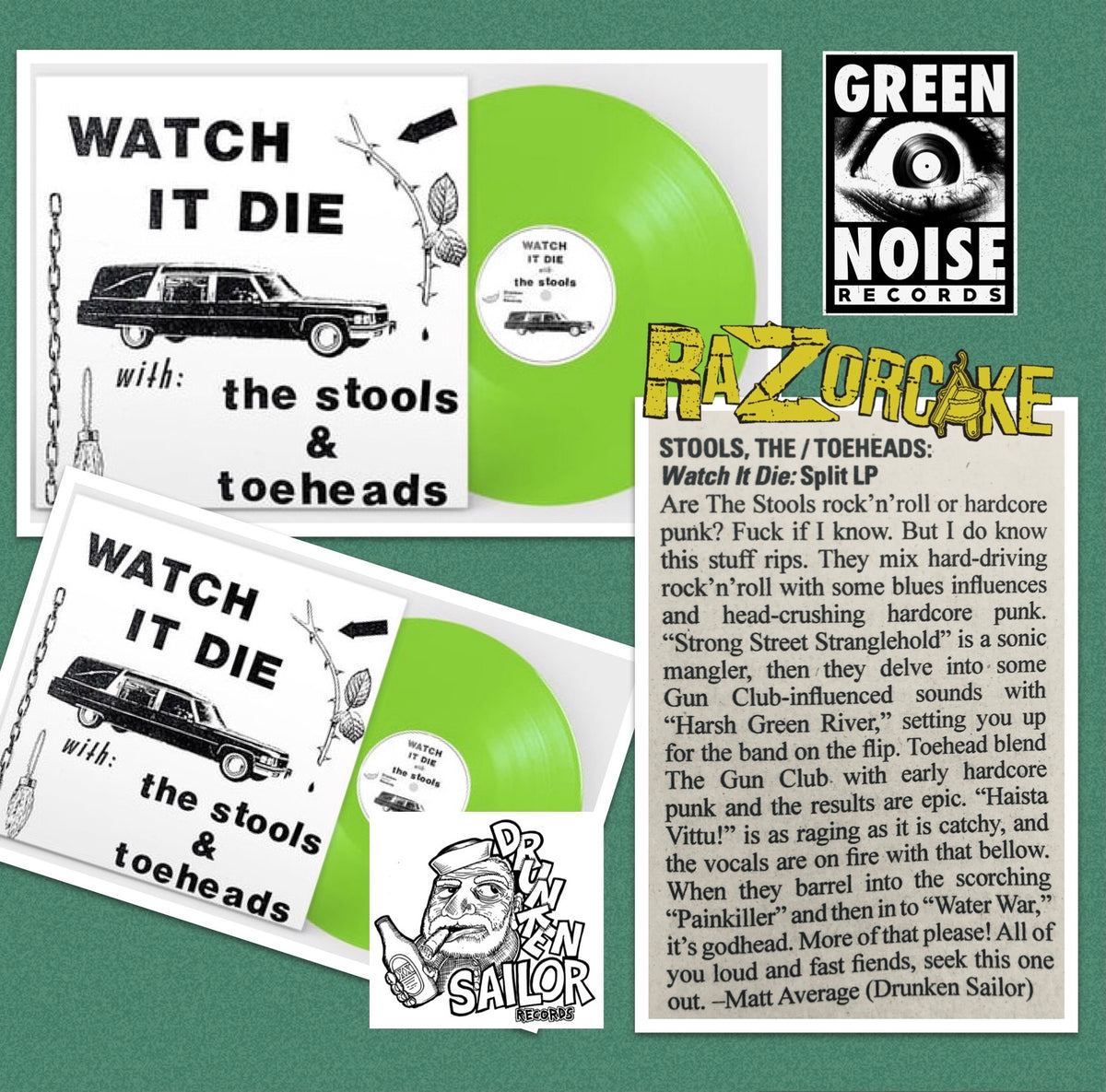 Stools / Toeheads Watch It Die [GREEN VINYL. SPLIT. DETROIT PUNK. IM