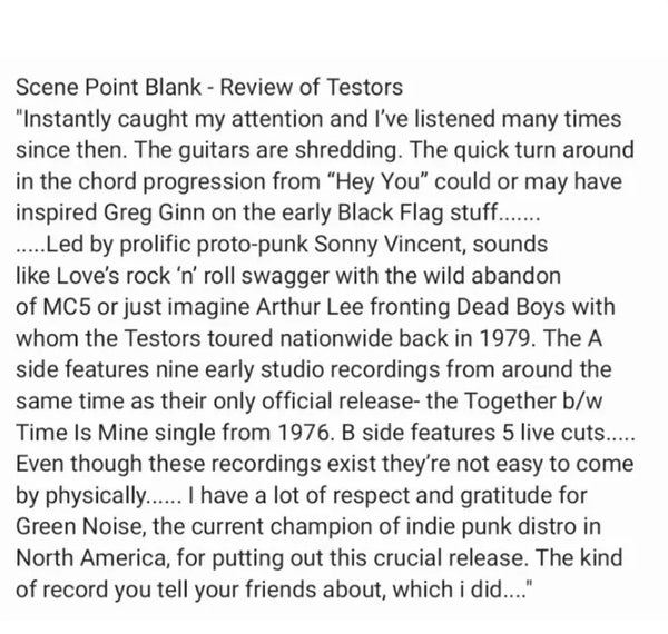 Testors – Prime Primitive: 1976 - 1977 [REMASTERED Deluxe Silver Edition or Standard Black Vinyl Edition] - New LP