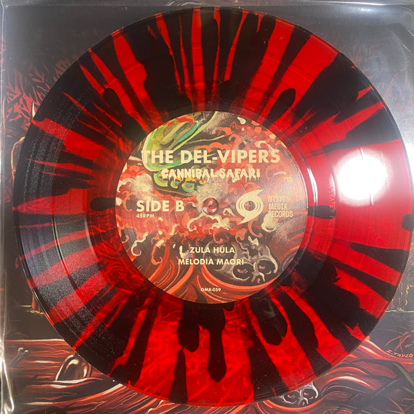 Del-Vipers, The – Cannibal Safari EP [TX Surf Instrumental  RED/BLACK SPLATTER] – New 7"