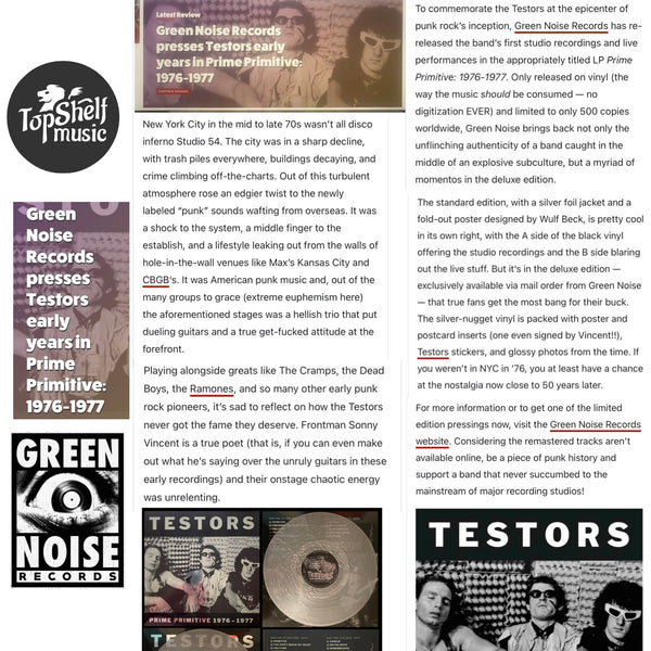 Testors – Prime Primitive: 1976 - 1977 [REMASTERED Deluxe Silver Edition or Standard Black Vinyl Edition] - New LP