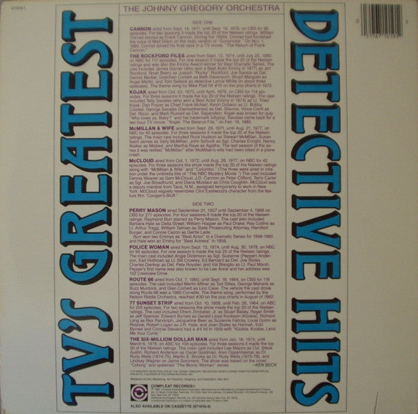 Johnny Gregory Orchestra – TV's Greatest Detective Hits  – New LP