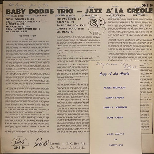 Baby Dodds Trio – Jazz À La Creole – Used LP