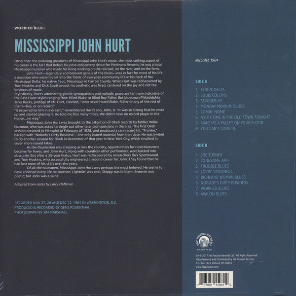 Mississippi John Hurt – Worried Blues - New LP