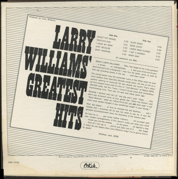 Williams, Larry – Greatest Hits – Used LP