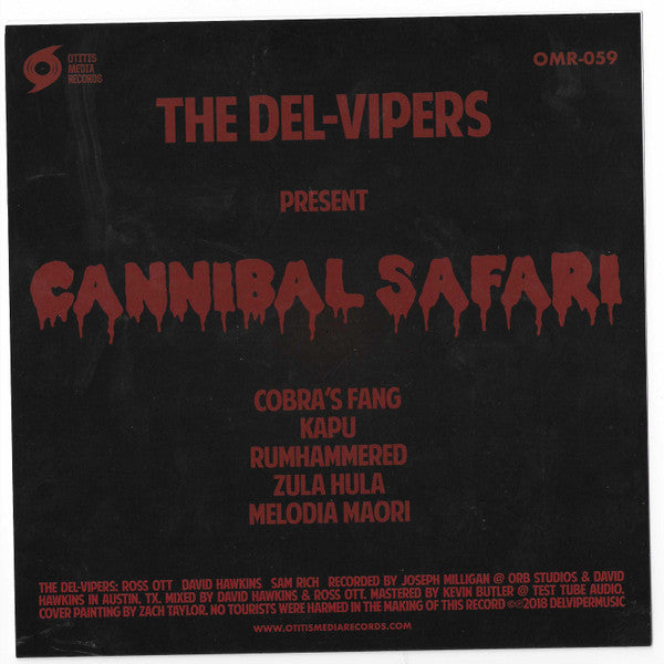 Del-Vipers, The – Cannibal Safari EP [TX Surf Instrumental  RED/BLACK SPLATTER] – New 7"