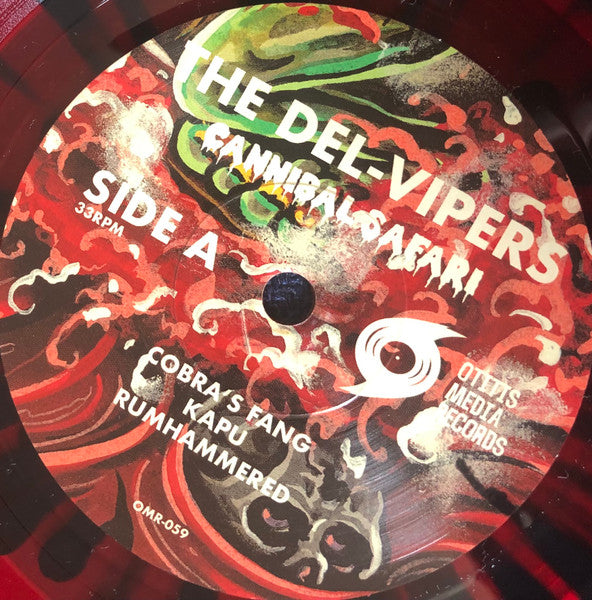 Del-Vipers, The – Cannibal Safari EP [TX Surf Instrumental  RED/BLACK SPLATTER] – New 7"