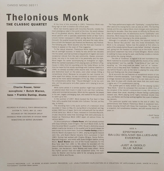 Monk, Thelonious ‎– The Classic Quartet [Live 1963] – New LP