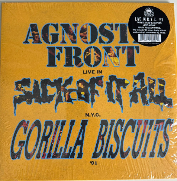 Agnostic Front, Gorilla Biscuits and Sick Of It All – Live In N.Y.C. '91 [GALAXY VINYL] - New LP