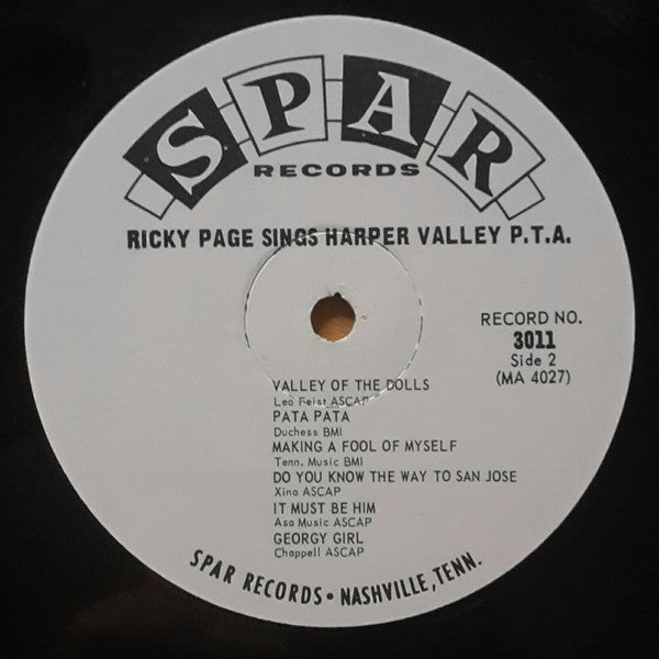 Page, Ricky ‎– Ricky Page Sings Harper Valley P.T.A. – Used LP