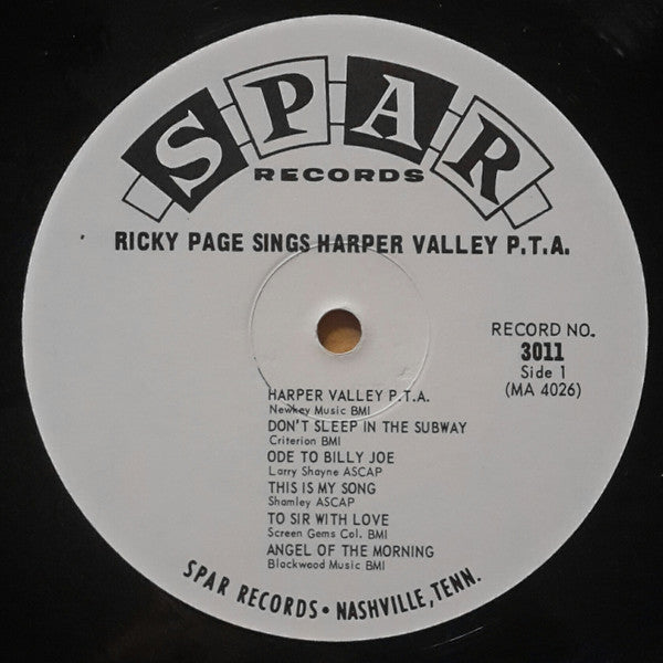 Page, Ricky ‎– Ricky Page Sings Harper Valley P.T.A. – Used LP