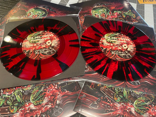 Del-Vipers, The – Cannibal Safari EP [TX Surf Instrumental  RED/BLACK SPLATTER] – New 7"