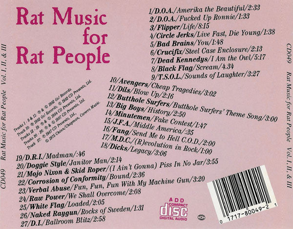 Various Artists – Rat Music for Rat People Volumes I, II, and III - Used CD