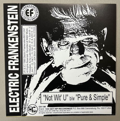 Electric Frankenstein - Not Wit' U [PURPLE or GREEN Vinyl] - New 7"