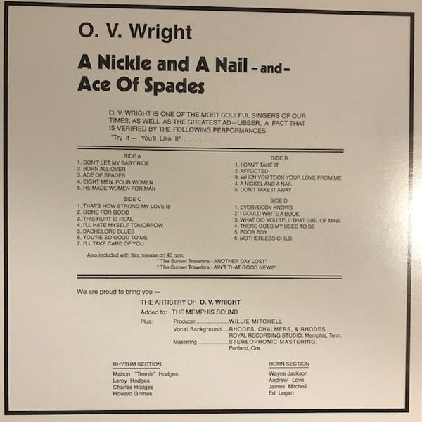 Wright, O.V. – .A Nickel and a Nail...The Best of... [2xLP] - New LP
