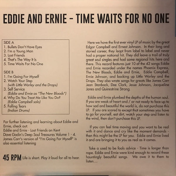 Eddie and Ernie – Time Waits for No One – New LP