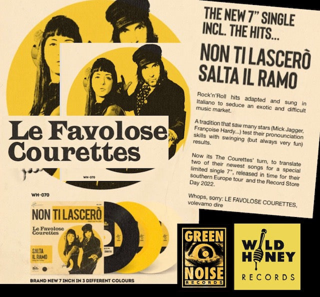Courettes  – "Non Ti Lascero" / "Salta il Ramo" [WHITE VINYL GREEN NOISE USA EXCLUSIVE] – New 7"