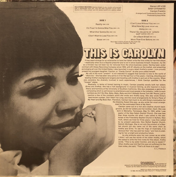 Carolyn Franklin ‎– Baby Dynamite! - Used LP