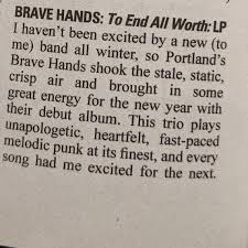Brave Hands - To End All Worth [MARKED DOWN]- New LP
